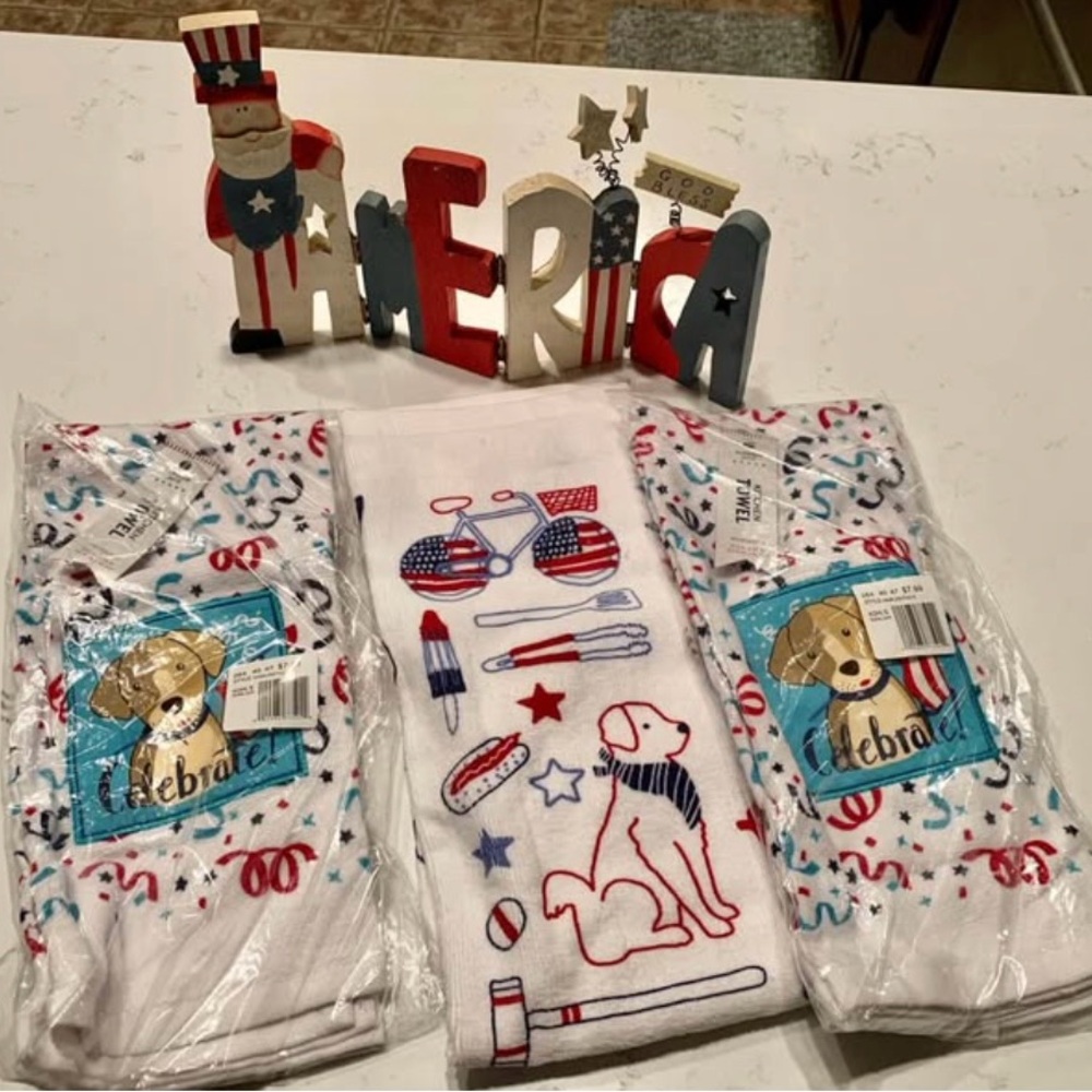 Patriotic Dog Print Kitchen Towels